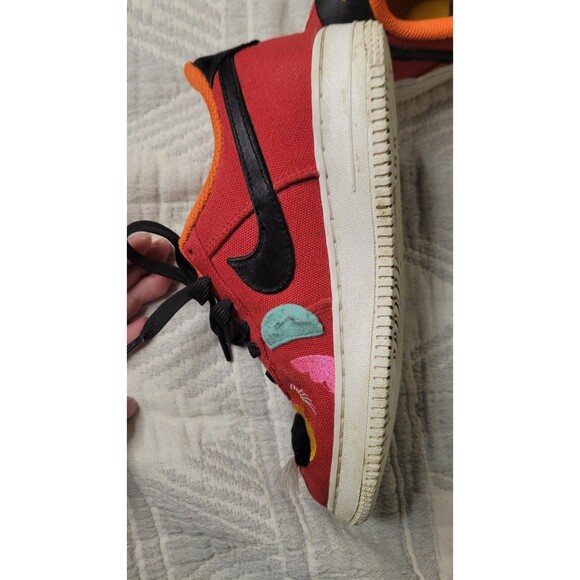 Nike Air Force 1 Low “Year of the Tiger” Kids 3Y Red Canvas Cat Face Sneakers - Picture 5 of 10